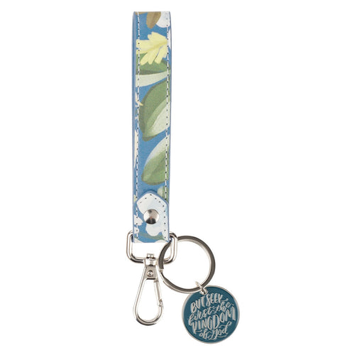 Seek the Kingdom Blue Wrist Strap Keychain - Matthew 6:33 - KI Gifts Christian Supplies