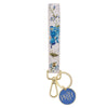 Pray Blue Floral Faux Leather Wristlet Keychain - Job 22:27 - KI Gifts Christian Supplies