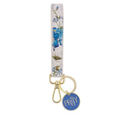 Pray Blue Floral Faux Leather Wristlet Keychain - Job 22:27 - KI Gifts Christian Supplies