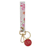 Love Red Floral Faux Leather Wrist Strap Keychain - 1 Corinthians 13:4