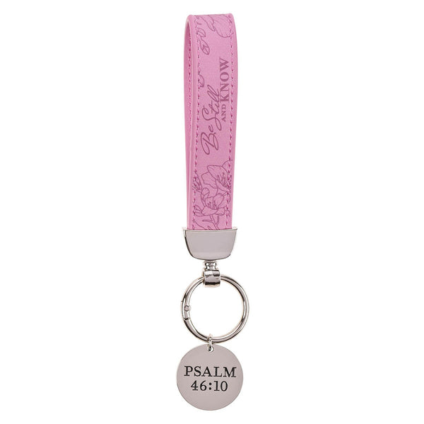 Be Still and Know Lavender Faux Leather Wristlet Keychain - Psalm 46:10 - KI Gifts Christian Supplies