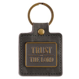 Trust in the Lord Gray Faux Leather Keychain - Psalm 37:3 - KI Gifts Christian Supplies