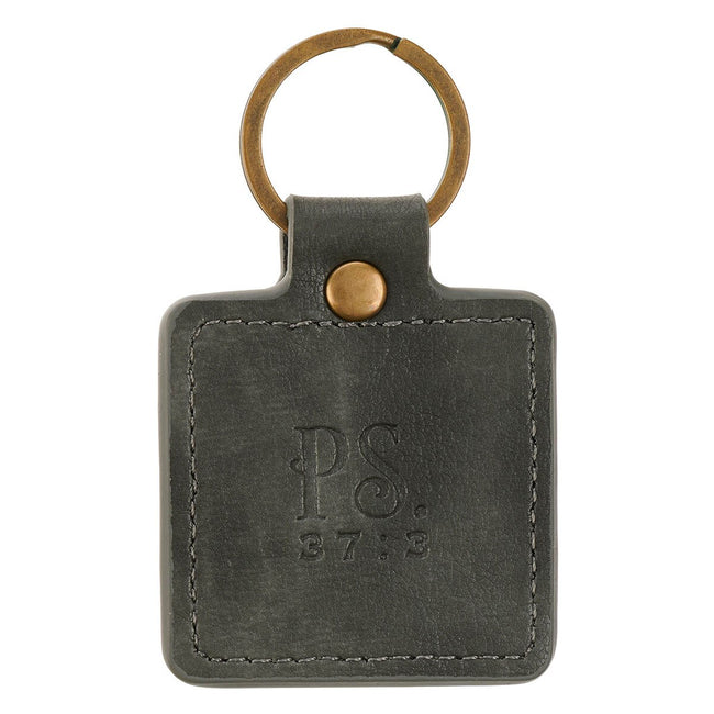 Trust in the Lord Gray Faux Leather Keychain - Psalm 37:3
