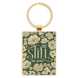 Be Still Green Epoxy-filled Metal Keychain - Psalm 46:10 - KI Gifts Christian Supplies