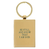 Be Still Green Epoxy-filled Metal Keychain - Psalm 46:10