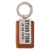 Stand Firm in the Faith Honey-brown Faux Leather and Silver Metal Keychain - 1 Corinthians 16:13 - KI Gifts Christian Supplies