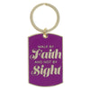 Walk by Faith Purple Epoxy-filled Metal Keychain - 2 Corinthians 5:7 - KI Gifts Christian Supplies