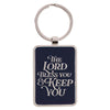 The Lord Bless You Midnight Blue Epoxy-filled Silver Metal Keychain - Numbers 6:24 - KI Gifts Christian Supplies