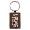 Be Strong and Courageous Brown Epoxy-filled Silver Metal Keychain - Joshua 1:9 - KI Gifts Christian Supplies