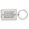 Be Strong and Courageous Brown Epoxy-filled Silver Metal Keychain - Joshua 1:9