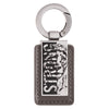 Strong Lion Gray Faux Leather and Silver Metal Keychain - Joshua 1:9 - KI Gifts Christian Supplies