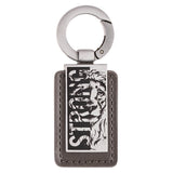 Strong Lion Gray Faux Leather and Silver Metal Keychain - Joshua 1:9 - KI Gifts Christian Supplies