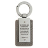 Strong Lion Gray Faux Leather and Silver Metal Keychain - Joshua 1:9