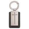 Man of God Black Faux Leather and Silver Metal Cross Keychain - KI Gifts Christian Supplies