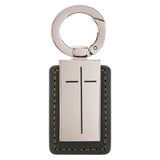 Man of God Black Faux Leather and Silver Metal Cross Keychain - KI Gifts Christian Supplies