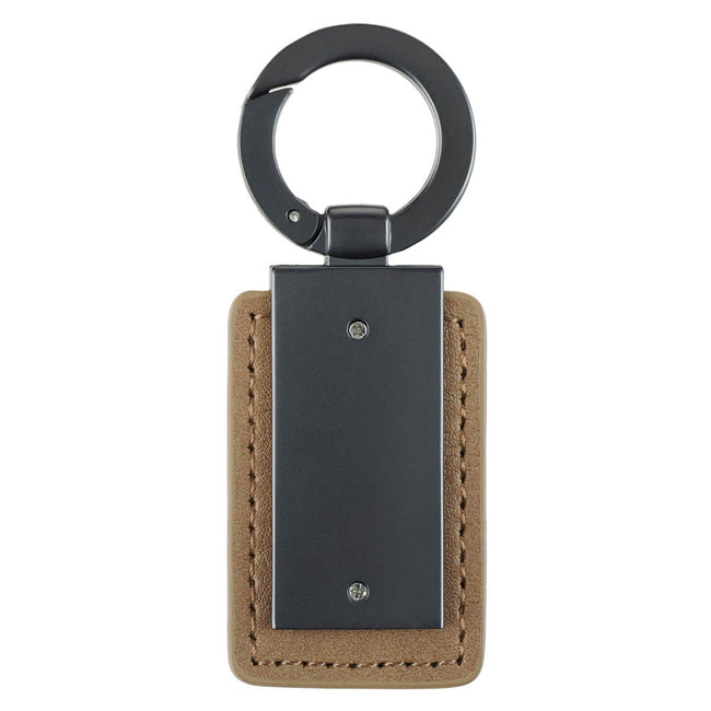Be Strong Tan Faux Leather and Gunmetal Gray Keychain - Ephesians 6:10