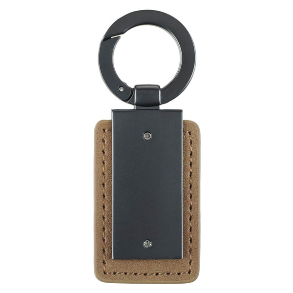 Be Strong Tan Faux Leather and Gunmetal Gray Keychain - Ephesians 6:10