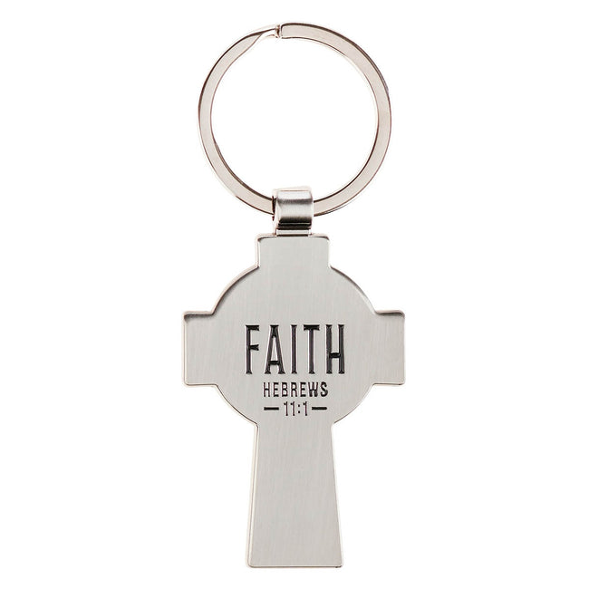 Faith Silver Celtic Cross Metal Keychain - Hebrews 1:11