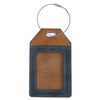 Strong and Courageous Butterscotch and Navy Faux Leather Luggage Tag - Joshua 1:9