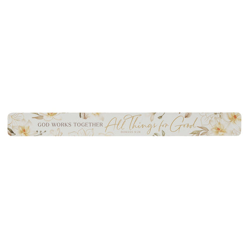 All Things for Good White Magnolia Large Magnetic Strip - Romans 8:28 - KI Gifts Christian Supplies