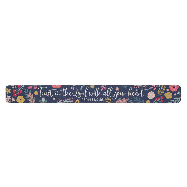 Trust in the Lord Purple Floral Large Magnetic Strip - Proverbs 3:5 - KI Gifts Christian Supplies