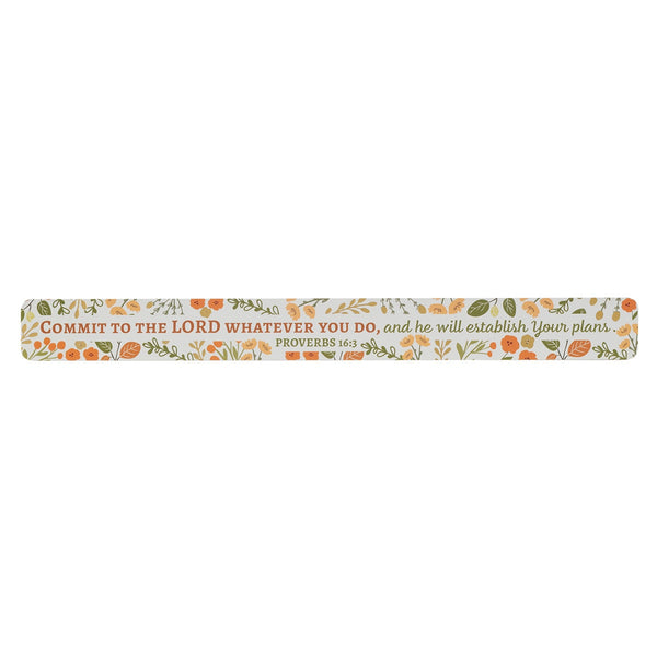 Commit to the Lord Orange Floral Large Magnetic Strip - Proverbs 16:3 - KI Gifts Christian Supplies