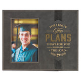 The Plans Charcoal Faux Leather Graduation Photo Frame - Jeremiah 29:11 - KI Gifts Christian Supplies