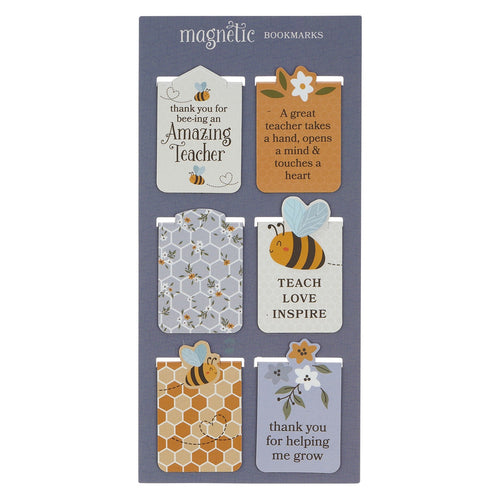 Amazing Teacher Blossom and Bees Magnetic Bookmark Set - KI Gifts Christian Supplies