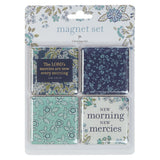 Morning Mercies Blue and Green Floral Magnet Set - Lamentations 3:22–23 - KI Gifts Christian Supplies