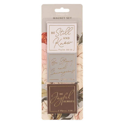Be Strong and Courageous Delicate Dahlia Magnet Set - Joshua 1:9 - KI Gifts Christian Supplies
