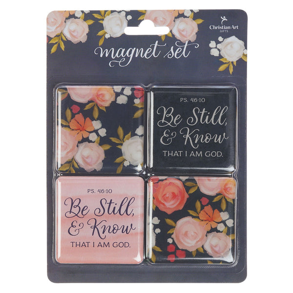 Be Still and Know Painted Peonies Magnet Set - Psalm 46:10 - KI Gifts Christian Supplies