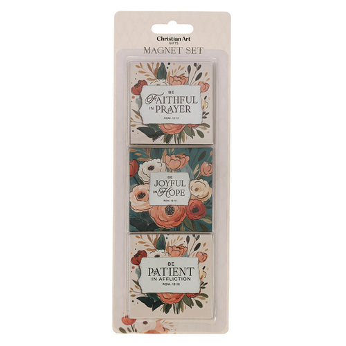 Joyful Patient Faithful Floral Magnet Set - Romans 12:12