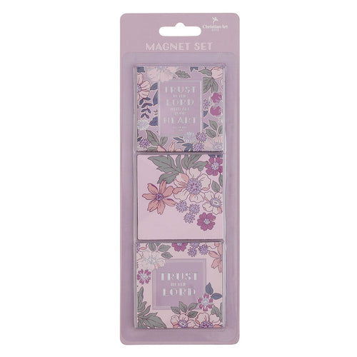 Trust in the Lord Purple Spring Floral Magnet Set - Proverbs 3:5