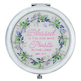 Blessed is the One Purple Floral Compact Mirror - Jeremiah 17:7 - KI Gifts Christian Supplies