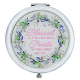 Blessed is the One Purple Floral Compact Mirror - Jeremiah 17:7