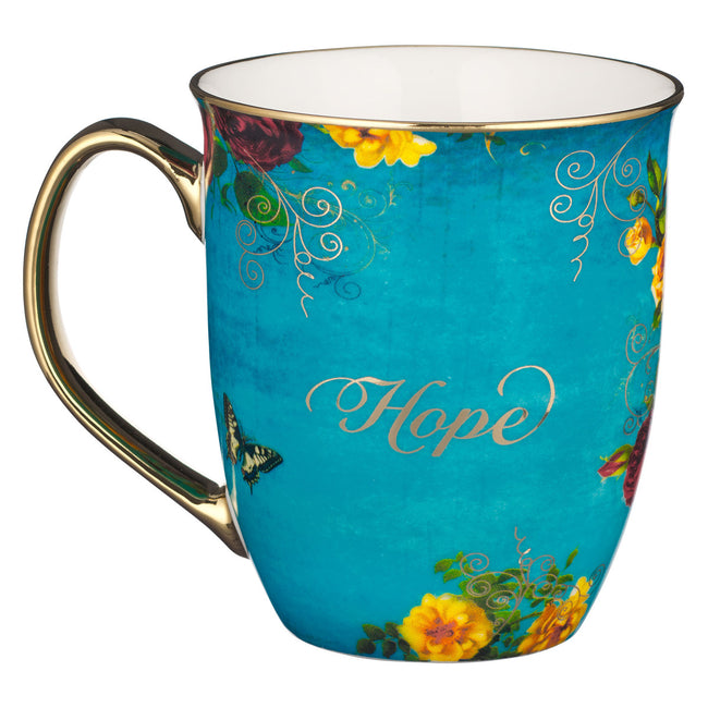 Hope Teal Butterfly Ceramic Mug - Isaiah 40:31