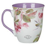 Strength and Dignity Hummingbird Purple Ceramic Coffee Mug - Proverbs 31:25
