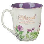 Blessed is the One Purple Meadow Ceramic Coffee Mug - Jeremiah 17:7