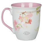 My Grace is Sufficient Hummingbird Pink Ceramic Coffee Mug - 2 Corinthians 12:9