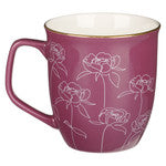 Strength and Dignity Plum Bloom Ceramic Coffee Mug - Proverbs 31:25