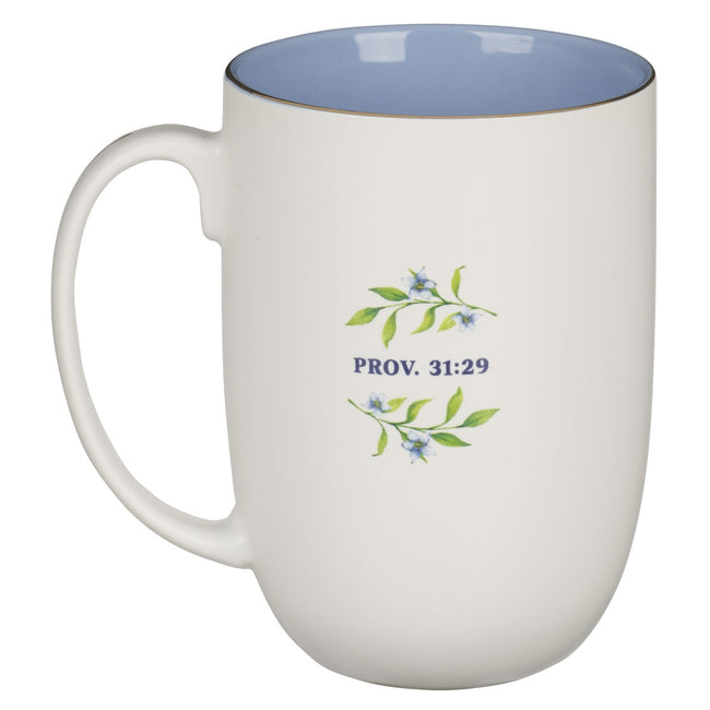 Noble Things White Ceramic Coffee Mug - Proverbs 31:29