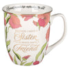 Because I Have A Sister Pink Floral Ceramic Coffee Mug - Proverbs 27:9 - KI Gifts Christian Supplies