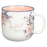 Be Still and Know Peach Blossom Ceramic Coffee Mug - Psalm 46:10 - KI Gifts Christian Supplies