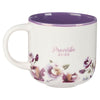 Strength and Dignity Purple Rose Ceramic Coffee Mug - Proverbs 31:25