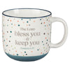 Bless You and Keep You Blue Confetti Ceramic Coffee Mug - Num 4:26 - KI Gifts Christian Supplies