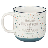 Bless You and Keep You Blue Confetti Ceramic Coffee Mug - Num 4:26