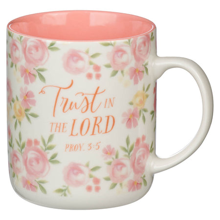 Everything Beautiful Cream Floral Ceramic Coffee Mug - Ecclesiastes 3:11