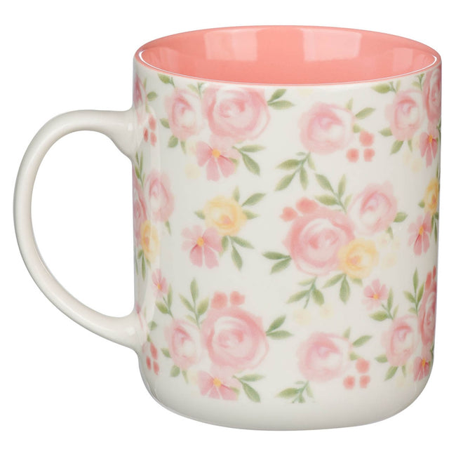 Trust in the Lord Pink Rose Ceramic Coffee Mug - Proverbs 3:5