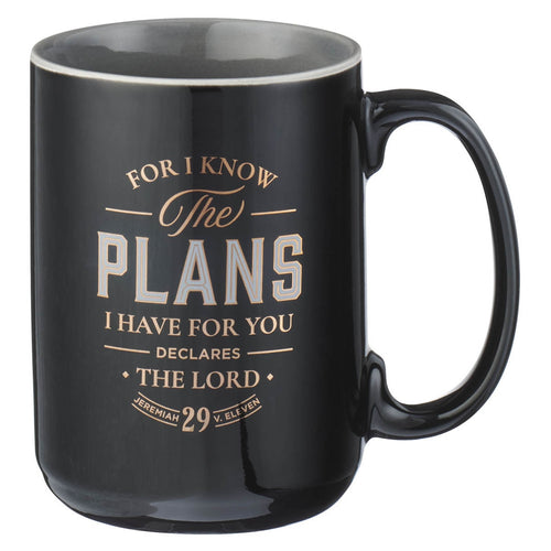 The Plans Black Ceramic Coffee Mug - Jeremiah 29:11 - KI Gifts Christian Supplies