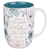 Whatever You Do Teal Floral Ceramic Coffee Mug - Proverbs 16:3 - KI Gifts Christian Supplies